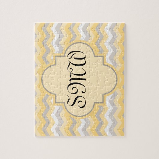 Geel/grijs Chevron Zigzag Legpuzzel (Verticaal)