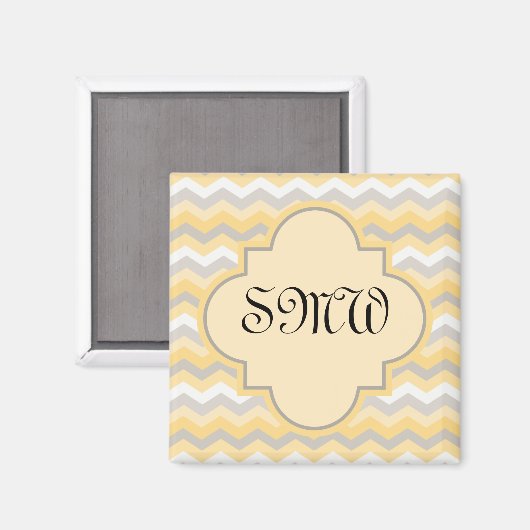 Geel/grijs Chevron Zigzag Magneet (Voorkant / Achterkant)