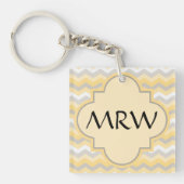Geel/grijs Chevron Zigzag Sleutelhanger (Voorkant)