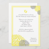 Geel grijs Dahlia Baby shower nodigt uit met voete Kaart (Voorkant / Achterkant)