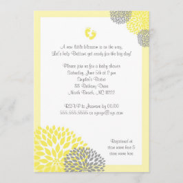 Geel grijs Dahlia Baby shower nodigt uit met voete Kaart
