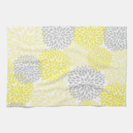 Geel grijs Dahlia Kitchen Tea Towel Theedoek