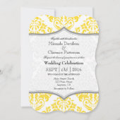 Geel Grijs Damask Bracket Wedding Uitnodigen Kaart (Voorkant)