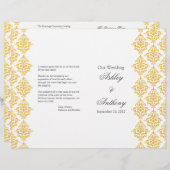 Geel grijs Damask Foldable Wedding Programme (Voorkant / Achterkant)