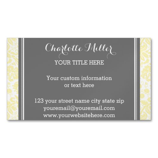 Geel grijs Damasmagnetisch Visitekaartje Visitekaartje Magneet (Voorkant)
