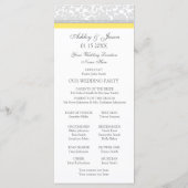 Geel Grijs Damast Foto Trouwprogramma Programmakaart (Achterkant)