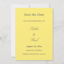 Geel Grijs Elegant Huwelijk Save the Date