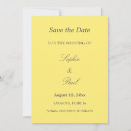Geel Grijs Elegant Huwelijk Save the Date