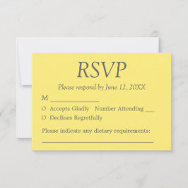 Geel Grijs Elegante Huwelijk RSVP Kaart