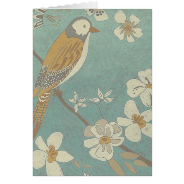 Geel, grijs en beige vogel op een bijkantoor (Voorkant)