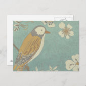 Geel, grijs en beige vogel op een bijkantoor briefkaart (Voorkant / Achterkant)