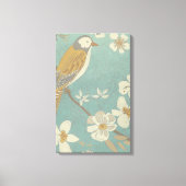 Geel, grijs en beige vogel op een bijkantoor canvas afdruk (Voorkant)