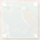 Geel, grijs en beige vogel op een bijkantoor glazen onderzetter (Achterkant)