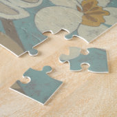 Geel, grijs en beige vogel op een bijkantoor legpuzzel (Zijkant)