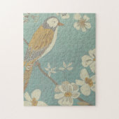 Geel, grijs en beige vogel op een bijkantoor legpuzzel (Verticaal)