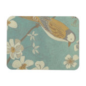 Geel, grijs en beige vogel op een bijkantoor magneet (Horizontaal)