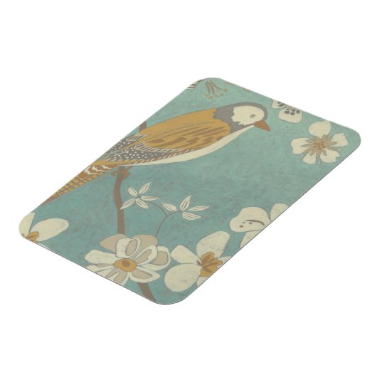 Geel, grijs en beige vogel op een bijkantoor magneet (Linkerzijde)