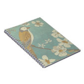 Geel, grijs en beige vogel op een bijkantoor notitieboek (Rechterzijde)