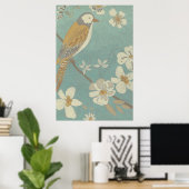 Geel, grijs en beige vogel op een bijkantoor poster (Thuiskantoor)
