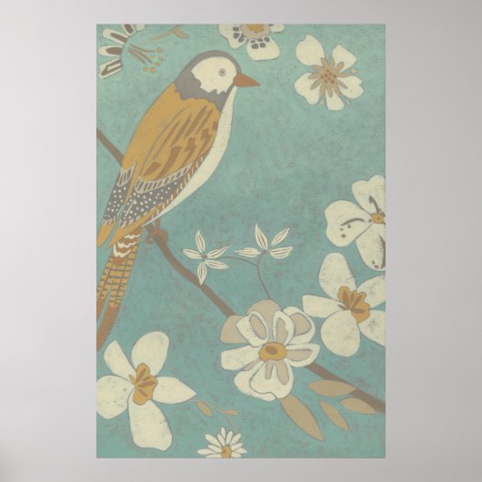 Geel, grijs en beige vogel op een bijkantoor poster (Voorkant)