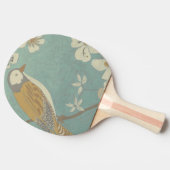 Geel, grijs en beige vogel op een bijkantoor tafeltennisbatje (Zijkant)