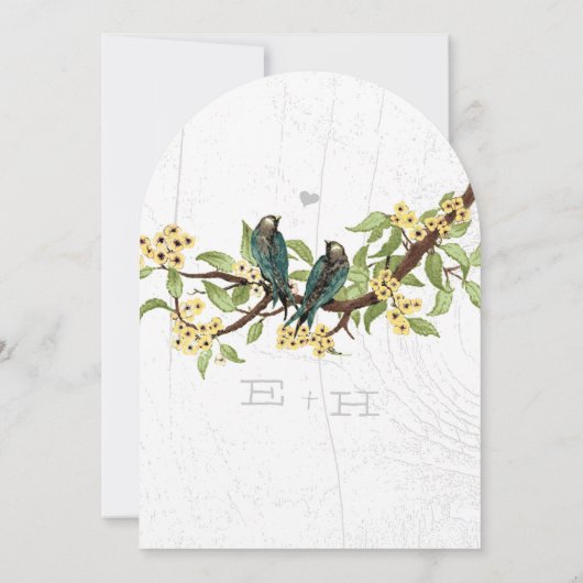 Geel grijs en Blauw Groen  Vogelhuwelijk Kaart (Achterkant)