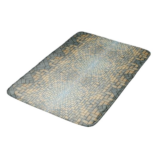 Geel grijs en Bleek blauw mozaïekbrick Badmat (Gekanteld)