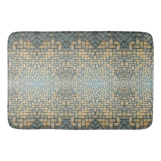 Geel grijs en Bleek blauw mozaïekbrick Badmat (Voorkant)