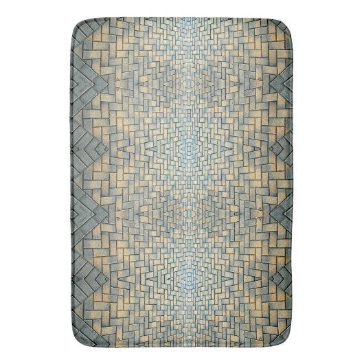 Geel grijs en Bleek blauw mozaïekbrick Badmat (Voorkant Verticaal)