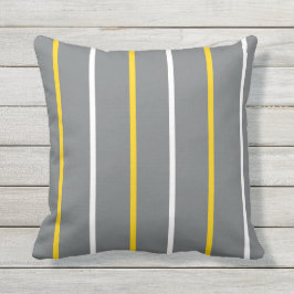 Geel grijs en wit - dun - verticale strepen buitenkussen