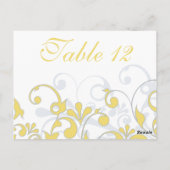Geel, grijs en wit Trouwtafel Kaarten (Achterkant)