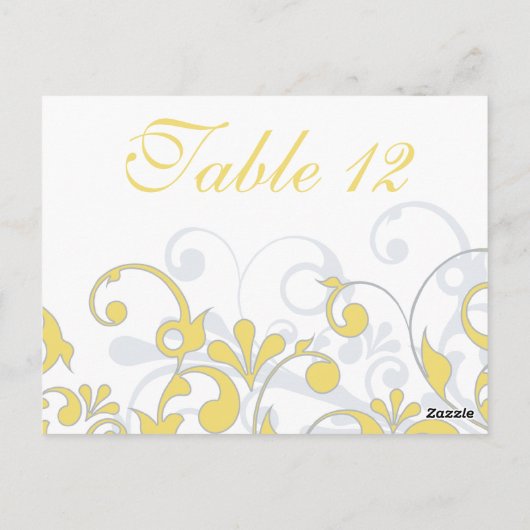 Geel, grijs en wit Trouwtafel Kaarten (Achterkant)