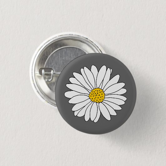 Geel grijs en Witte Daisy Ronde Button 3,2 Cm (Voorkant /achterkant)