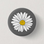 Geel grijs en Witte Daisy Ronde Button 3,2 Cm (Voorkant)