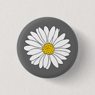 Geel grijs en Witte Daisy Ronde Button 3,2 Cm