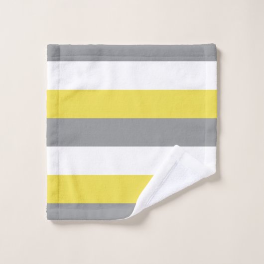 Geel grijs en witte strepen patroon bad handdoek (Wasdoekje)