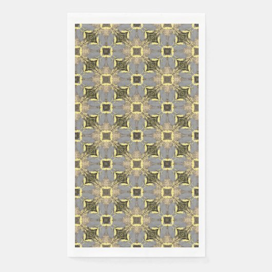 Geel, grijs en zwart blokpatroon servet (Voorkant)