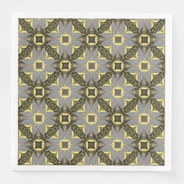 Geel, grijs en zwart blokpatroon servet