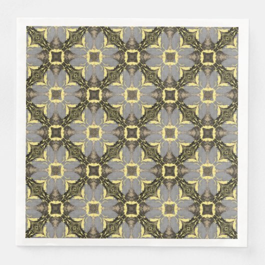 Geel, grijs en zwart blokpatroon servet (Voorkant)