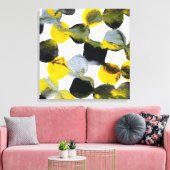 Geel, grijs en zwart interactiepatroon canvas afdruk (Insitu (Woonkamer))