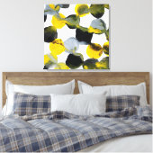 Geel, grijs en zwart interactiepatroon canvas afdruk (Insitu (Slaapkamer))