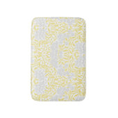 Geel grijs Floral Damask Patroon Badmat (Voorkant Verticaal)