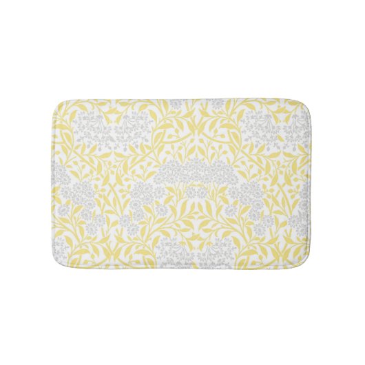 Geel grijs Floral Damask Patroon Badmat (Voorkant)