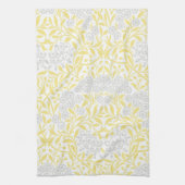 Geel grijs Floral Damask Patroon Theedoek (Verticaal)