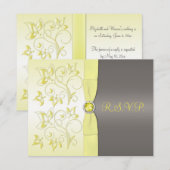 Geel, grijs, Floral RSVP-kaart, AFGEDRUKT RSVP Kaartje (Voorkant / Achterkant)