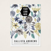 Geel grijs Floral Sleutelhanger Logo Kaart (Voorkant)