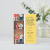 Geel & Grijs Foto bruiloft Dank u Post Kaart (Staand voorkant)