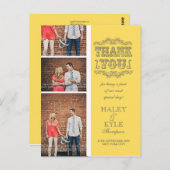 Geel & Grijs Foto bruiloft Dank u Post Kaart (Voorkant / Achterkant)