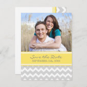 Geel Grijs Foto Sla de datum bruiloft Briefkaarten (Voorkant / Achterkant)