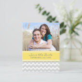 Geel Grijs Foto Sla de datum bruiloft Briefkaarten (Staand voorkant)